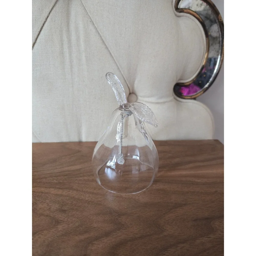 Vintage crystal glass pear bell with leaf